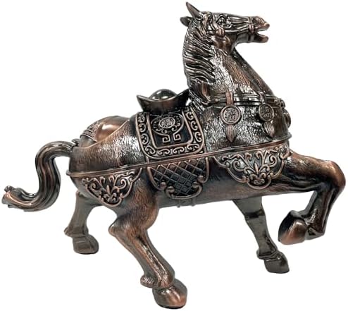 Briskfeel Metal Ornament Galloping Horse Statue Classic Bronze Finish Luxury Home Decor Multi Functional Sculpture for Living Room Office Desk Feng Shui Art (D3 Bronze) - Image 2