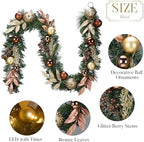 Valery Madelyn 6 Ft Christmas Garland with Lights for Mantle Copper Gold - Image 6