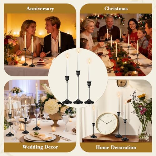 48 PCS Black Metal Taper Candle Holders Set,Brass Vintage Metal Candlestick - Image 5