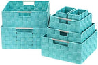 Sorbus Baskets for Organizing, 7-Piece Hand-Woven Storage Set (Aqua) by Sorbus
