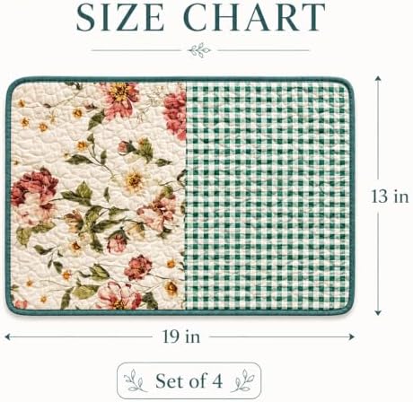 4-Piece Cottage Bloom Quilted Patchwork Placemats - Image 2