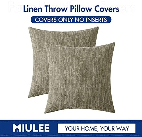 MIULEE Pack of 2 Decorative Burlap Linen Throw Pillow Covers Modern Farmhouse Pillowcases Rustic Woven Textured Cushion Cover for Sofa Couch Bed 24x24 Inch Khaki - Image 6