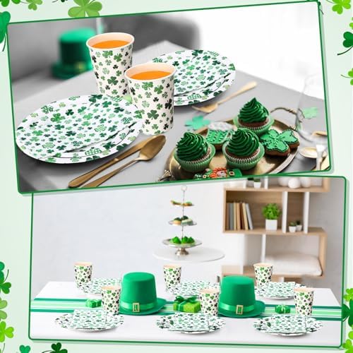 Pickmesh 250 Pcs St. Patrick's Day Party Supplies Kit for 50 – Shamrock Disposable Paper Plates, Napkins and Cups for St. Paddy's Day Party, Irish Celebration, Birthday Decorations - Image 5