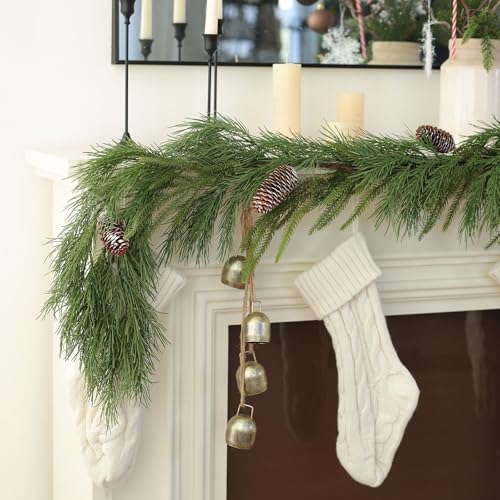 MIZII Christmas Garlands 6 Feet Artificial Pine Garland with Pinecone Real Touch Pines Vine Greenery Garland Christmas Decorations for Xmas Fireplace Mantle Home Decor Indoor Outdoor (Pine Garland) - Image 3