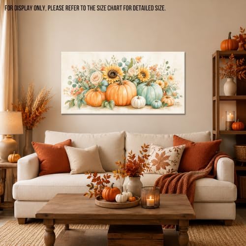 WAXWHELK Pumpkin Fall Canvas Wall Art, Autumn Thanksgiving Rustic Farmhouse Painting Pictures Artwork for Bedroom Living Room Home Decor (30"x60") - Image 2
