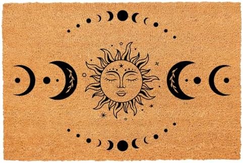 Funny Coir Doormat Sun and Moon Phase Magic Moon Door Mats for Entryway Decor Outdoor Mat with Heavy Duty Front Porch Welcome Mats Entry Natural Coir House Warming Gift Mat 23.7 x 15.7 inch by FNDMCTPS