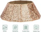 HarcoHome Dazzling Christmas Tree Collar, 26" D Foldable Sequin Christmas Tree Skirt, Handmade Xmas Tree Stand Base Cover for Christmas Tree Decoration (Rose Gold, Diamond) - Image 2