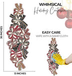 CLEENTABLE Christmas Beaded Table Runner, Red & White, 13x36 - Image 3
