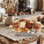Fall Mums Artificial Flowers Arrangements In Rustic Wooden Box Planter - Image 5