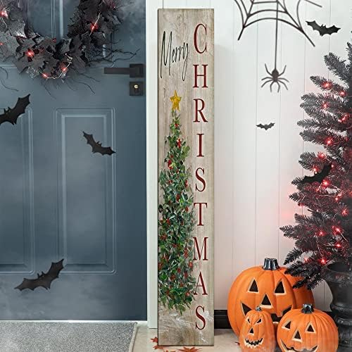 Mery Christmas Tree Sign for Front Door, 4ft Tall Porch Decor, Vertical Wooden Signs Porch, Rustic Farmhouse Wood Decorations Outdoor - Image 7