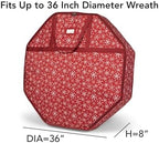 Covermates Deluxe Wreath Storage Bag, 36" Diameter x 8" H, Red Snowflake - Image 3