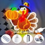 Thanksgiving Turkey Neon Sign Dimmable UV Printed Pumpkin Neon Led Lights - Image 6