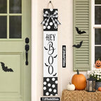 Pinkunn White Halloween Boo Porch Decor 47.2" Wood Sign with Large Bow - Image 3