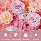 Lewondr Preserved Flowers Bouquet, Pink Roses Forever Flowers for Delivery - Image 4