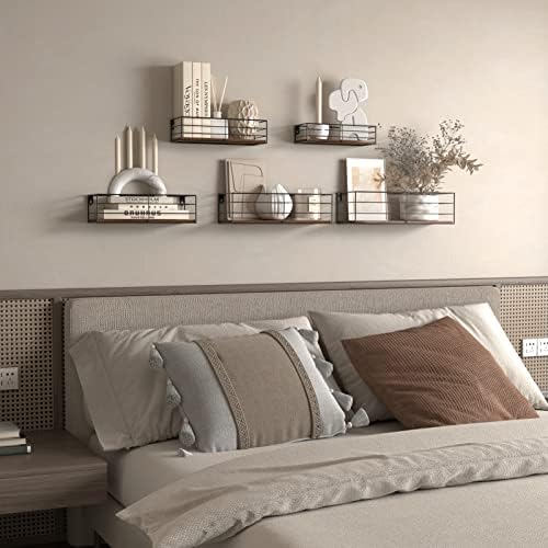 CRUGLA Floating Wall Shelves Set of 5, Wall Mounted Bathroom Shelves, Hanging Storage Shelf for Bathroom, Kitchen, Bedroom, Living Room - Image 6