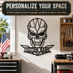 Personalized Skull Metal Sign, Custom Name Garage Decor, Geometric Wall Art - Image 2