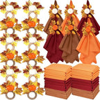 LemonRoad 36 Pcs Cloth Napkins and Napkin Ring Holders, Reusable Fabric for Table Decor Banquet Holiday Dinner Party Supply(Orange,White, Burgundy, Coffee,Fall) by Unknown