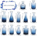 UPBUD Glass Blue Bud Vases Set of 12, Mini Vases for Flowers - Image 3