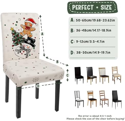 Christmas Chair Covers Set of 6 Gingerbread Xmas Tree Parsons Slipcovers - Image 3