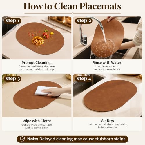 Homaxy Oval Heat Resistant Placemats Set of 6, Reddish Brown - Image 6