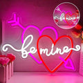 Valentine Be Mine Neon Sign Dimmable Double Hearts Neon Light Flashing Arrow Heart Window Lights Romantic Valentine'S Day Gift for Couples Bedroom Wall Decor by hhuohuona