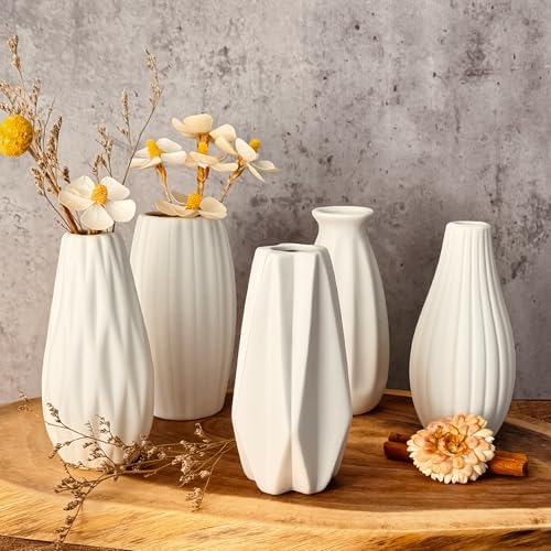 White Vase Set of 12, Small White Bulk Bud Vases for Pampas Grass for Wedding Table Centerpieces Decoration, Modern Boho for Rustic Vase. - Image 6