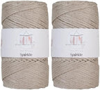Makromecity Sparkle 2 Skeins of Polypropylene Macrame Cord 3mm x 131 Yards (394 feet) Premium Polyester Macrame Cord for Macrame Art & Crafts for Wall Hangings, Bags, Underplate, Rug by Makromecity