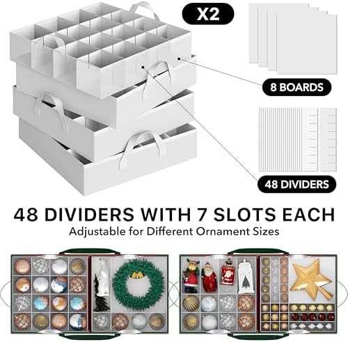 Simple Houseware 128 Christmas Ornament Storage Box with Adjustable Divider - Image 4