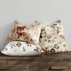 Vintage Floral Throw Pillow Covers 20x20 Inch Set of 2, Brown - Image 4