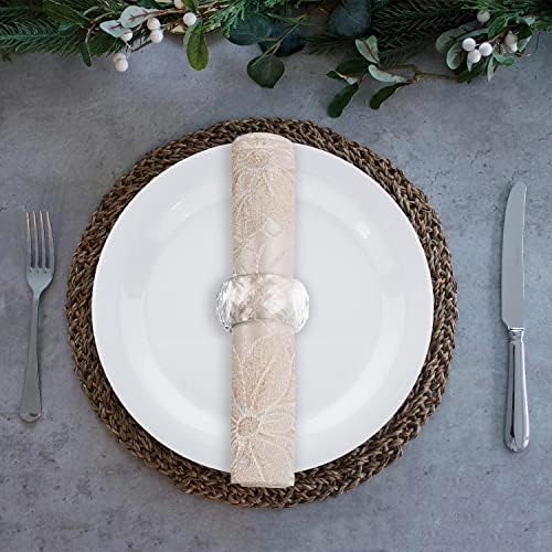 Kitcom Mini Napkin Rings Set of 12 Round-Shaped, Crystal Napkin Ring for Thanksgiving, Christmas, Family Gathering, Wedding Reception, Clear with Gift Box - Image 3