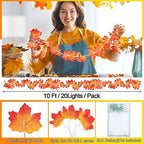 Tuanse 12 Pack Fall Decoration for Home Halloween Garland with Lights Maple - Image 2