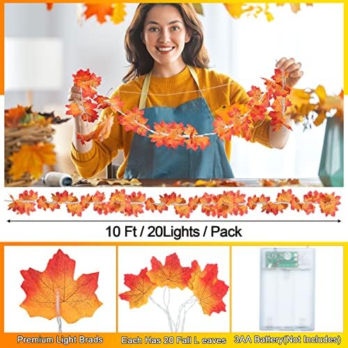 Tuanse 12 Pack Fall Decoration for Home Halloween Garland with Lights Maple - Image 2