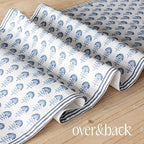 Over&Back 18x90 Hand-Blocked Printed Cotton Table Runner - Washable Table Runners for a Custom Home Decor Tablescape - Perfect for Coffee Table, Dinner Table, Living Room, and More - Blue Flower - Image 6