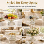 Gold Large Decorative Bowl 12'' Hand-painted Ruffle Decorative Bowl Glass Fruit Bowls Crystal Key Bowls Modern for Counter Home Decoration Table Centerpiece Kitchen Dining Room (Pedestal) - Image 6