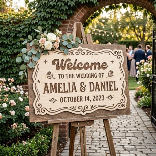 Personalized Country Garden Wedding Welcome Sign - Custom 3D Wood Ceremony Entrance & Reception Board for Rustic Barn, Estate or Backyard Venue - Multiple Sizes - Image 2