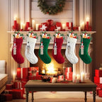 Personalized Christmas Stockings - 18 Inches Hanging Stockings with DIY Snowman Name Tags, 6 Pack Large Size Knitted Stockings for Mantels, Christmas Tree Family Holiday Decor, Red Green White - Image 3