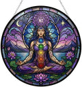7 Chakra Yoga Meditation Stained Glass Suncatcher 7.9" by HYPESTYLE