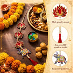 8 Pcs Indian Pichwai Style Diwali Hanging Decor, Red Lotus with Elephant - Image 3