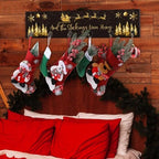 Soaoo Christmas Stocking Holder for Wall with 6 Hooks, Black, Gold - Image 4