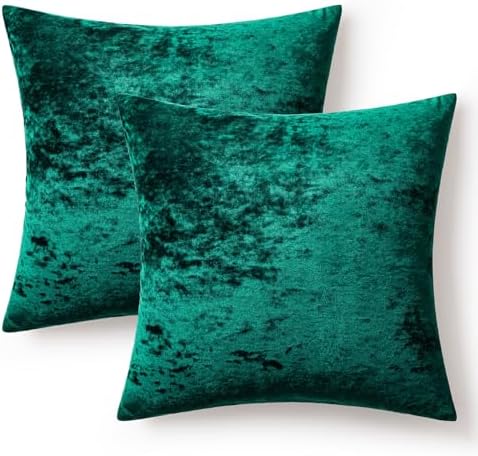 MIULEE Velvet Euro Sham Throw Pillow Covers Emerald Green 24x24 inch Set of 2 - Image 6