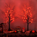 Halloween Decorations Indoor 2 Pack 24 Inch Black Halloween Tree with 48 Orange Red Led Lights, Timer/USB/Battery Operated Lighted Tabletop Spooky Tree for Halloween Table Decor Home Office Party by Envotek