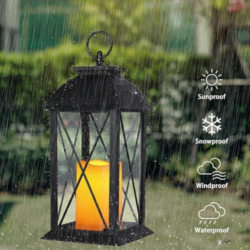 Bdor 13 Inch Outdoor Decorative Lanterns with LED Candle Timer 2 Pack Cross - Image 4