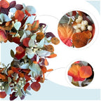 22 Inch Fall Front Door Wreath with Eucalyptus Lamb Ears Leaves and Berries, Autumn Fall Leaves Wreath with White Berries for Indoor and Outdoor, Festival Home Decor - Image 2