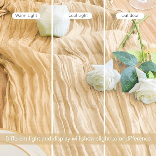 Cheesecloth Table Runner 10FT 12Pcs Sand Boho Gauze Rustic Sheer Runners - Image 5
