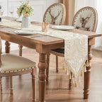 Loom and Mill Elegant Damask Jacquard Table Runner 13x72 inch, Beige Gold - Image 6