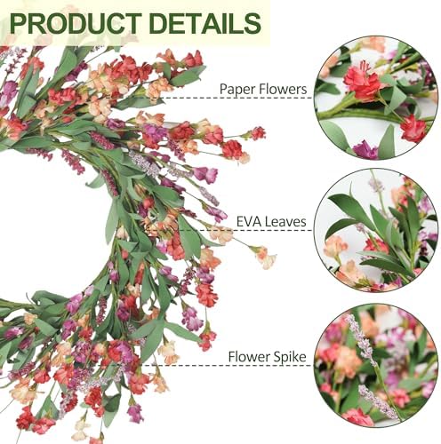 Artgar Front Door Wreath 24 Inch Spring/Summer Wreaths for Front Door - Image 2
