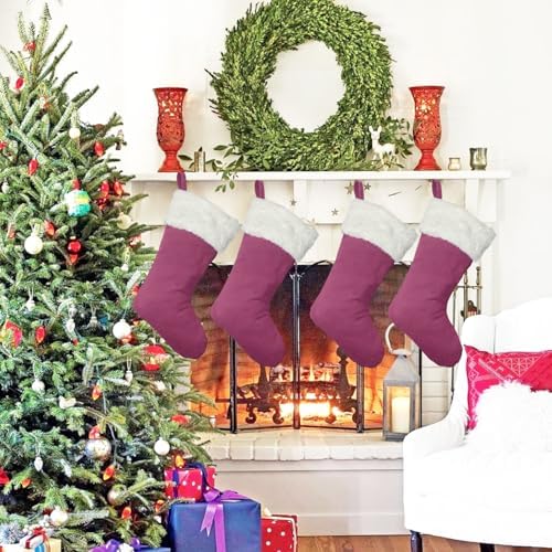 Christmas Stockings 6Pack 20 Inches Big Xmas Stocking for Family Holiday Decorations and Xmas Tree Fireplace Decor Merry Christmas(6, Pink-Large) - Image 4