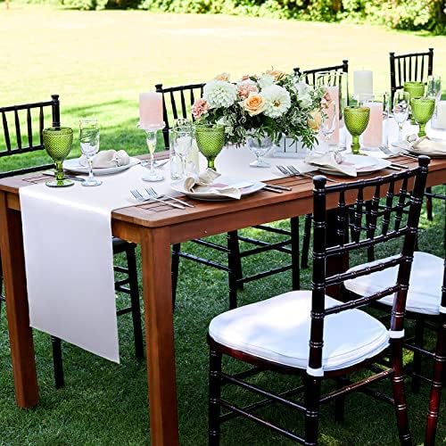 Bencailor 24 Pcs White Satin Table Runners Bulk, 12 x 108 Inch - Image 2
