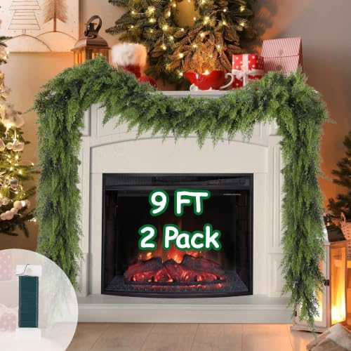 yofit 2 Pack 9FT Christmas Garland Artificial Cedar Garlands for Mantel by yofit