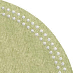 Bodrum Pearls Round Embroidered Placemats Set of 4 – 15" Elegant Table Mats for Dining, Weddings & Special Occasions, Decorative, Wipe-Clean Vinyl Placemats, Fern/White - Image 2